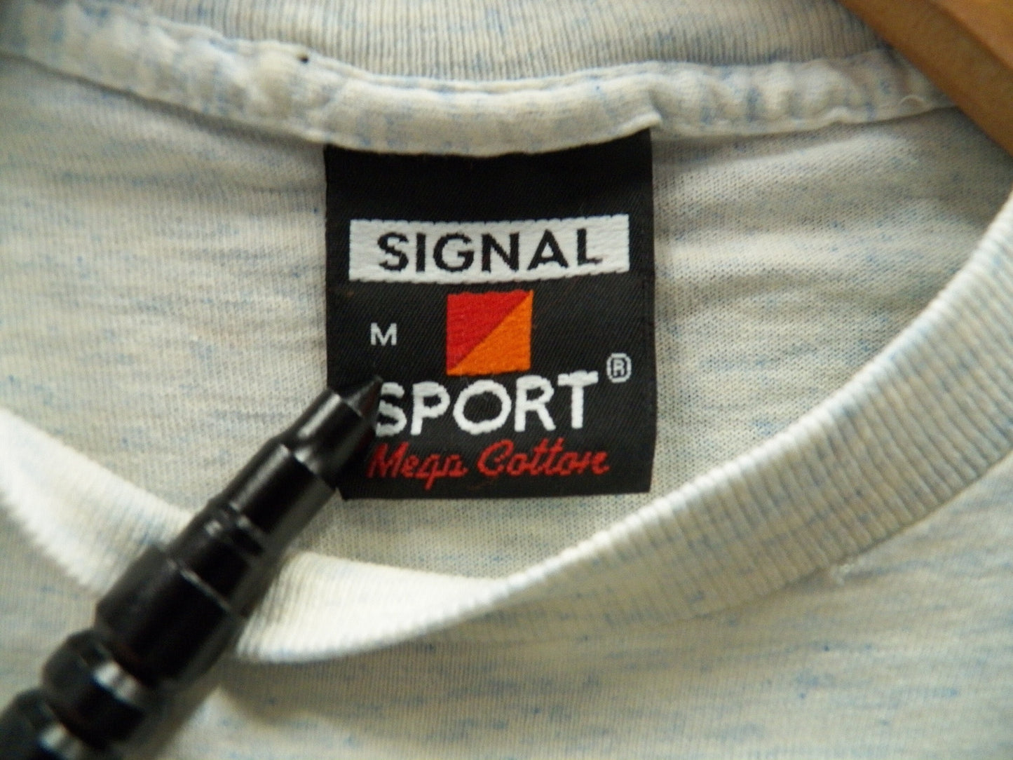 Native american graphic t-shirt double side signal sport label vintage gray indian cotton made in usa