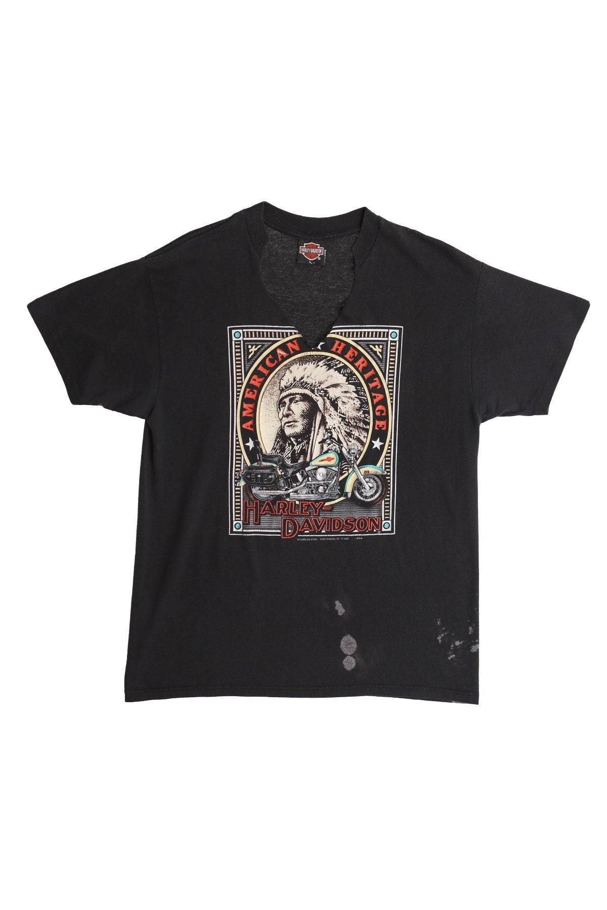 Vintage harley davidson t-shirt black chief american heritage biker 80's distressed