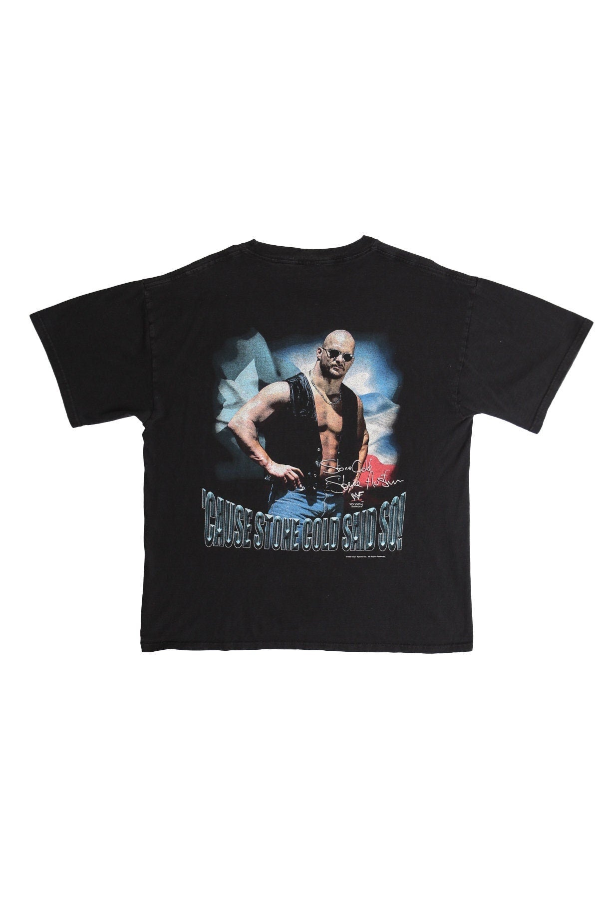 Vintage wwf stone cold steve austin black graphic t-shirt university class of wrestling y2k