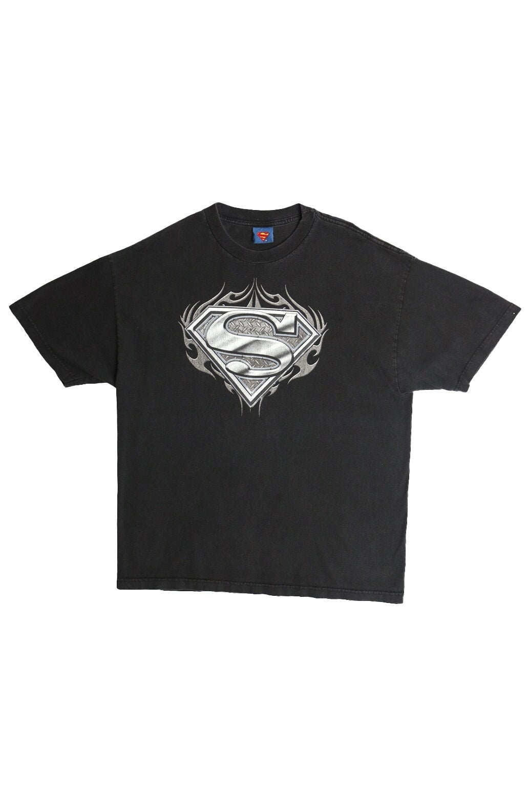 Superman steel s black graphic t-shirt shirt flame