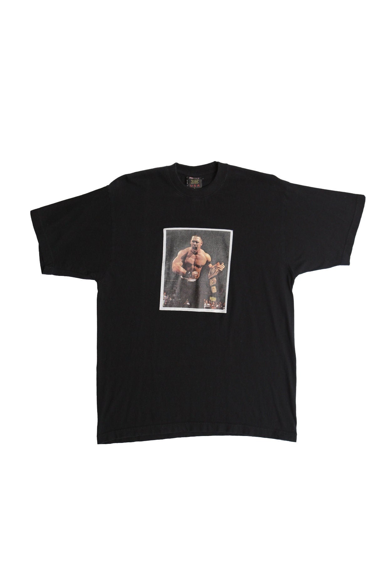 John cena wrestling black iron print graphic t-shirt wwe