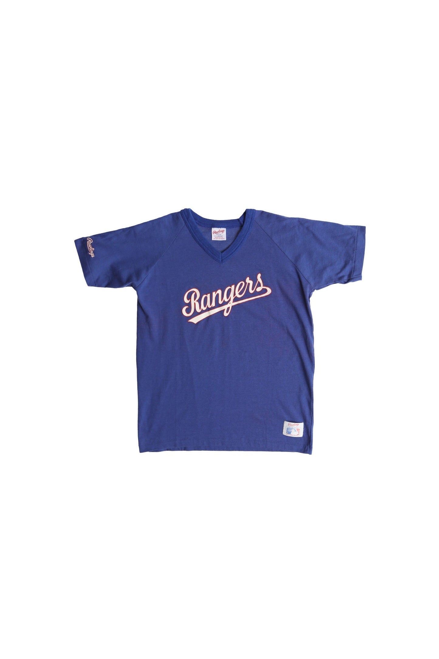 Vintage baseball t-shirt shirt jersey rangers rawlings mbl blue texas made in usa