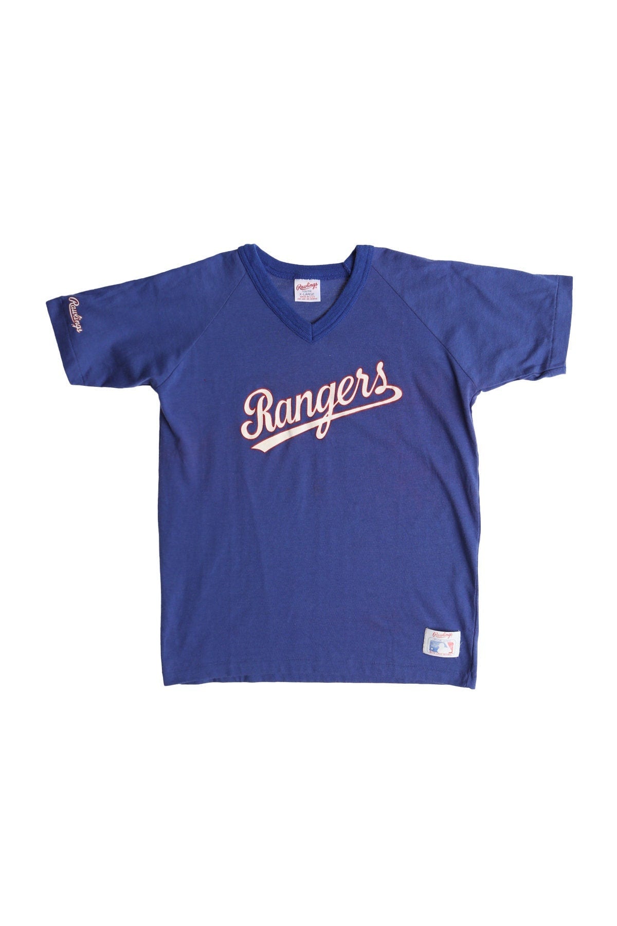 Vintage baseball t-shirt shirt jersey rangers rawlings mbl blue texas made in usa