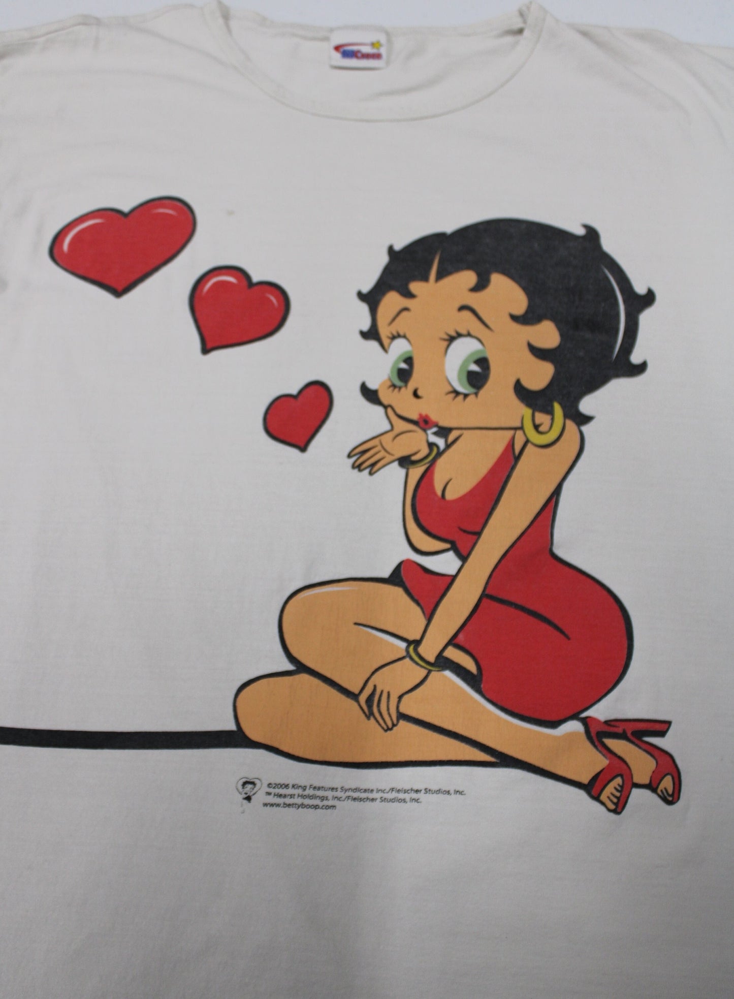Betty boop graphic t-shirt long pijama white red dress puppy hearts