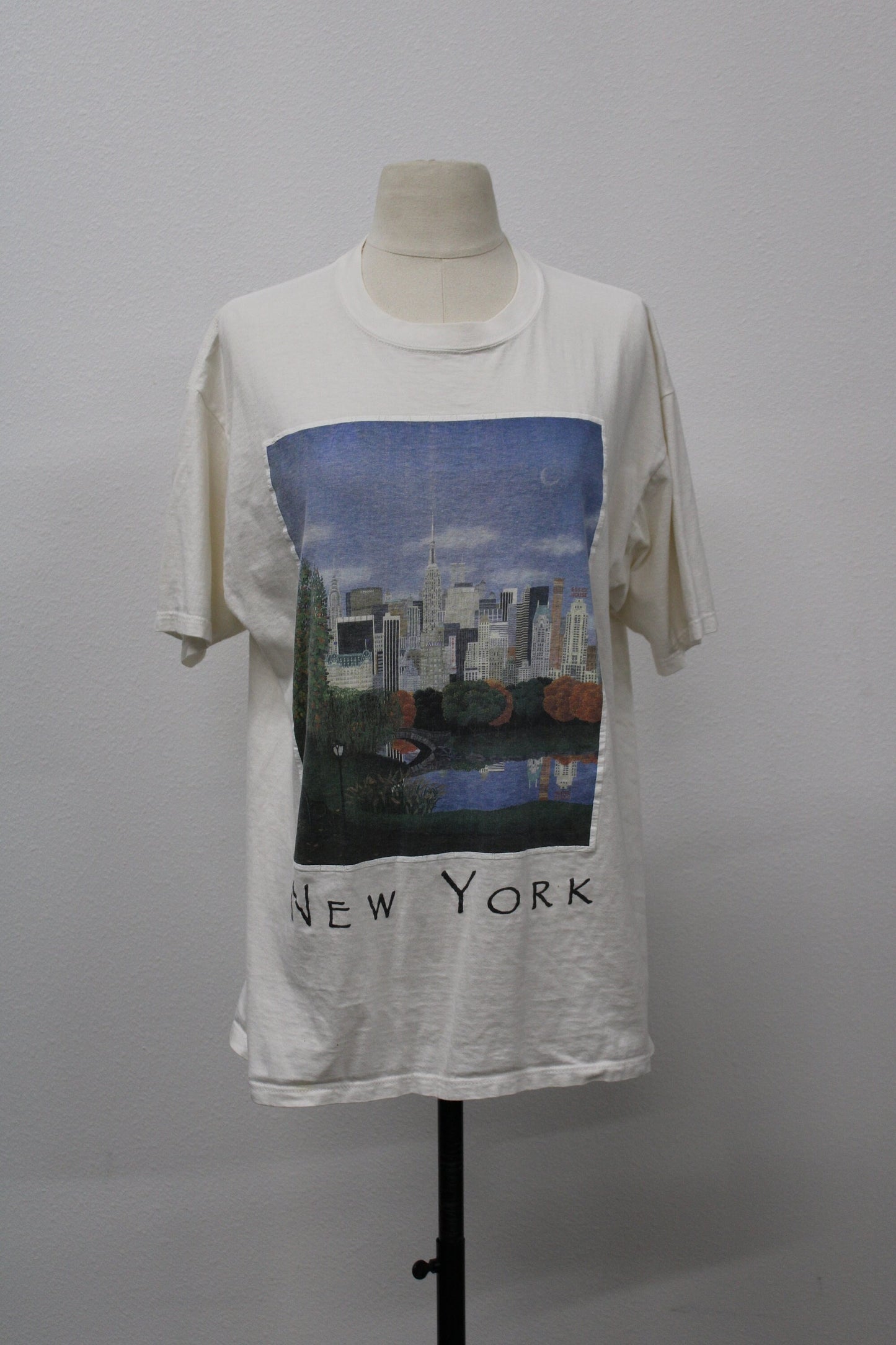 New york graphic t-shirt print image park white green made in usa