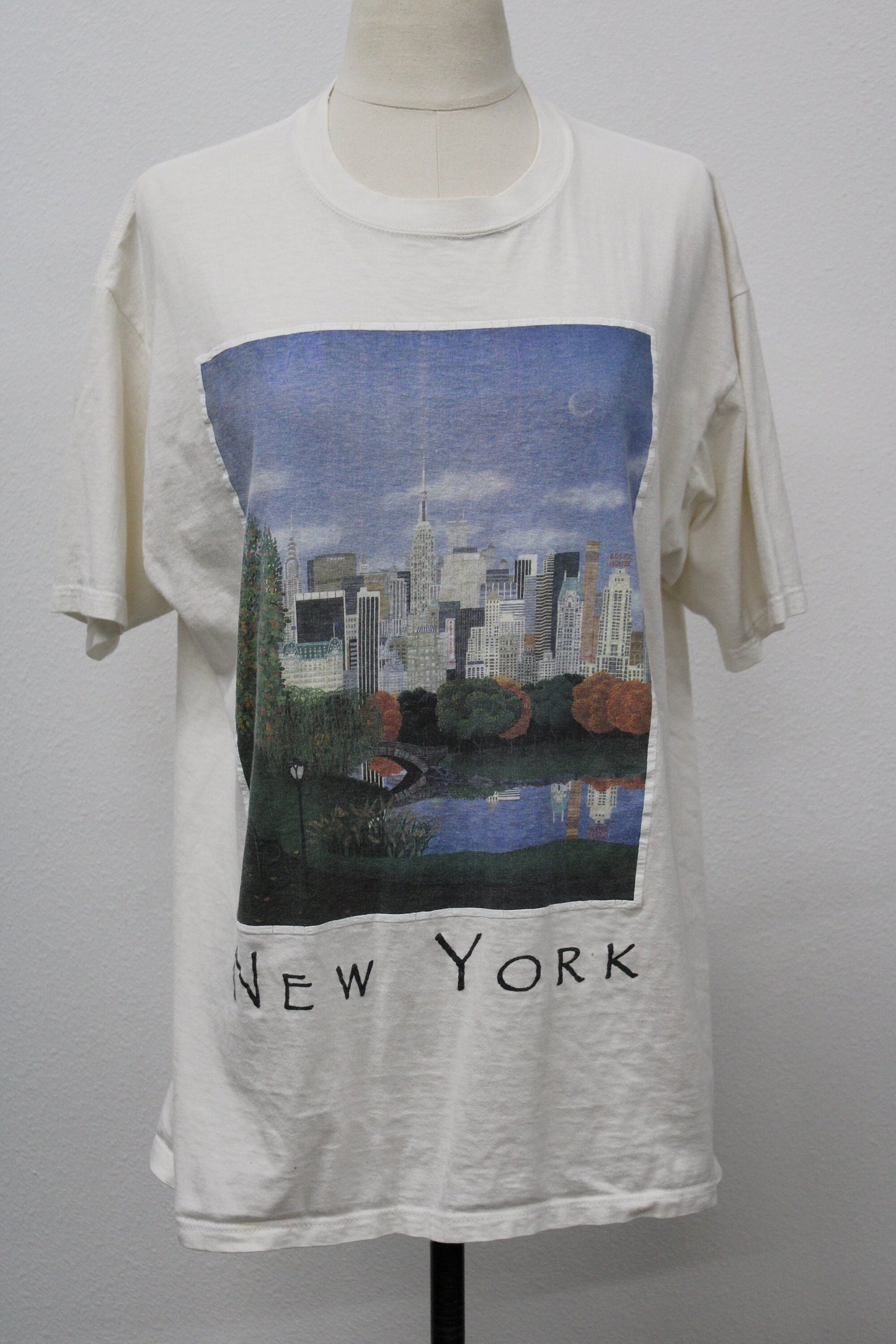 New york graphic t-shirt print image park white green made in usa
