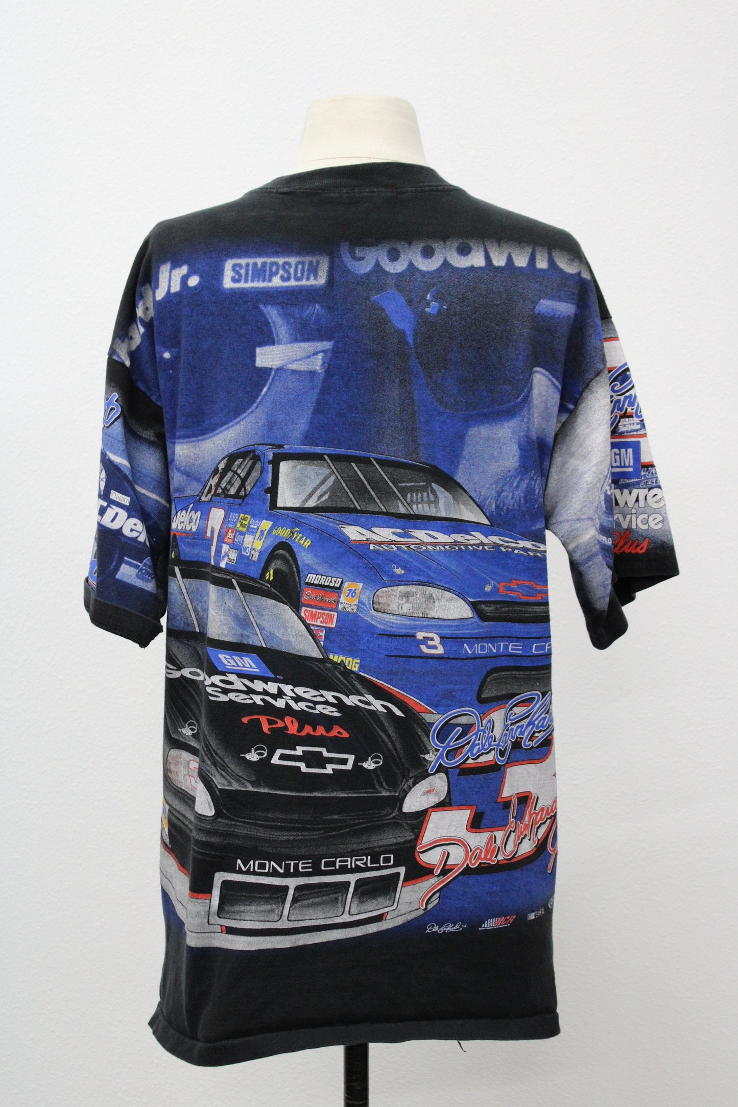 Nascar t-shirt dale earnhardt dale earnhardt jr black double two faces of the 3 made in usa 3 chevrolet