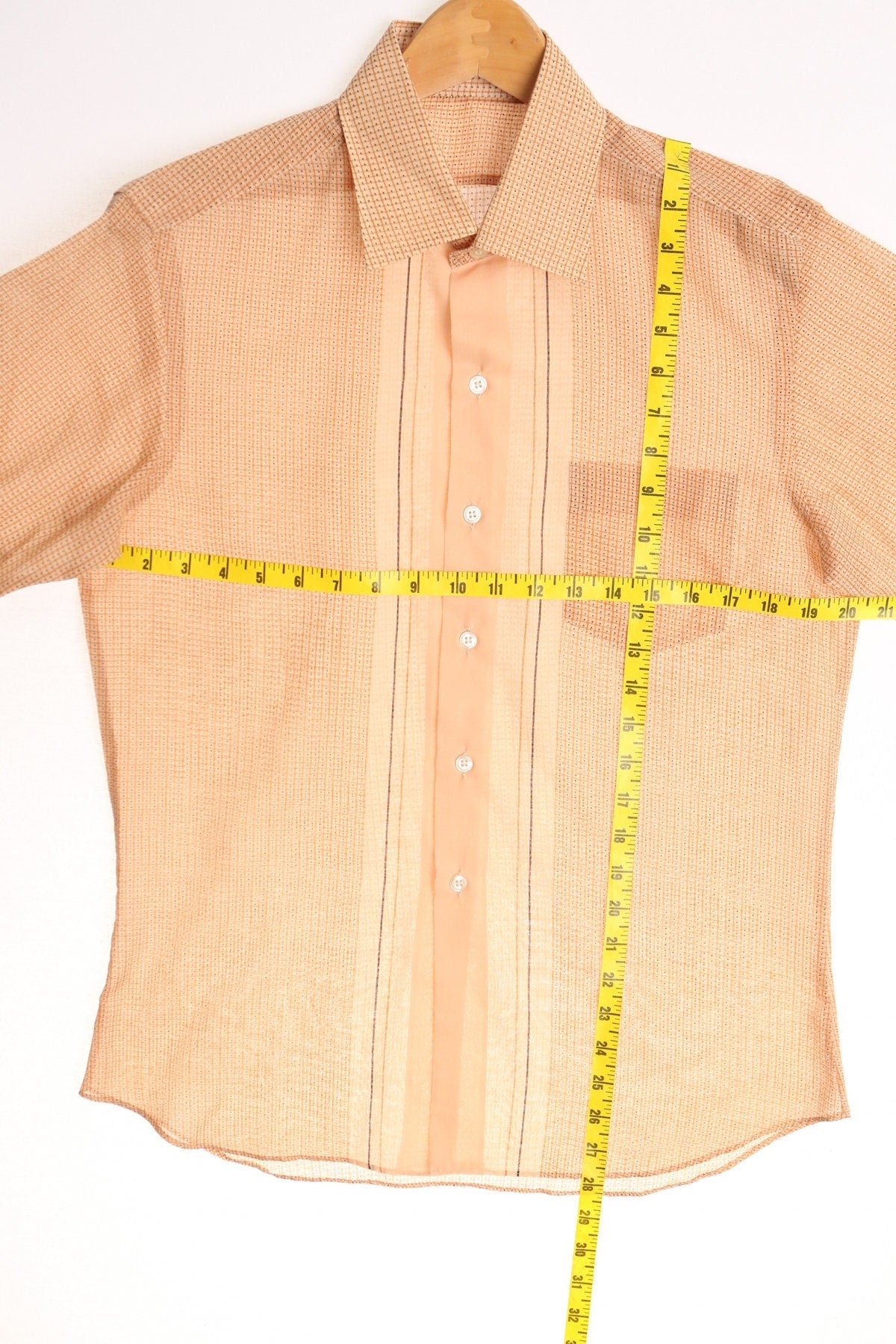 Vintage shirt long sleeve plaid orange casual 70's 60's men
