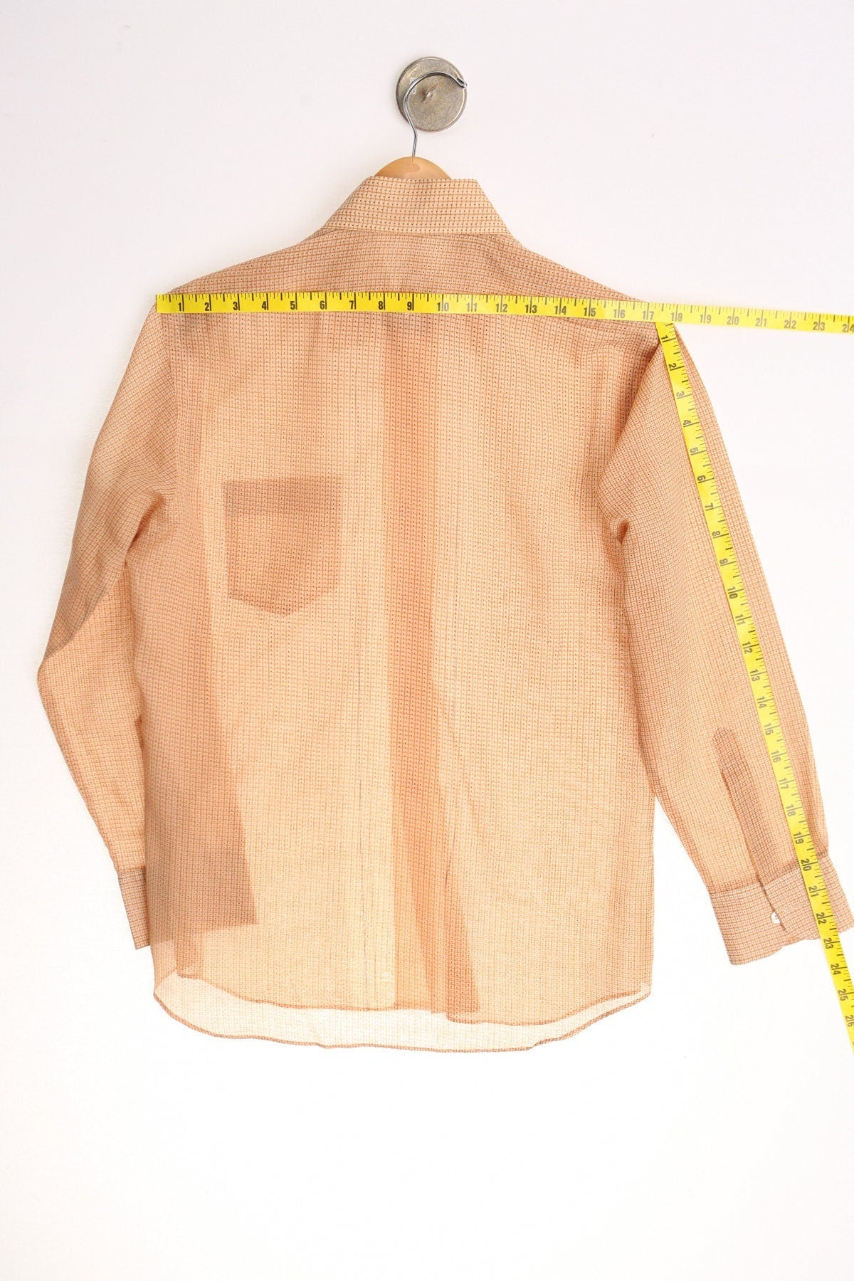 Vintage shirt long sleeve plaid orange casual 70's 60's men