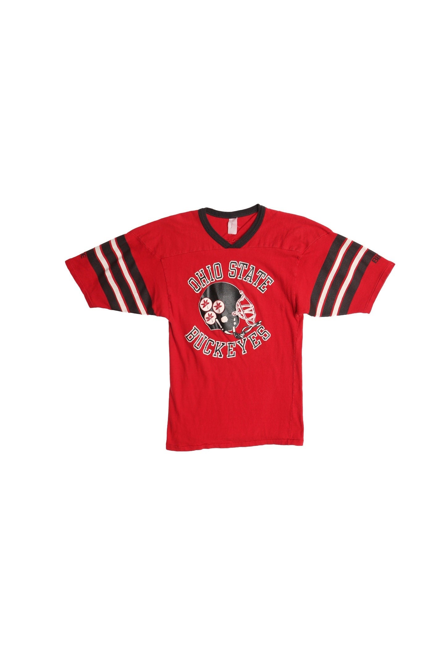 Vintage football t-shirt red ohio state buckeyes 70's jersey striped men shirt