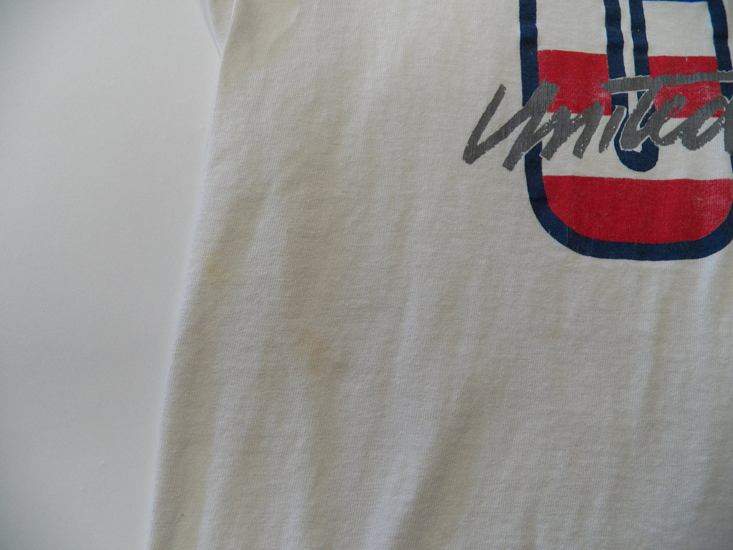 Vintage t-shirt white usa united we stand red blue cotton