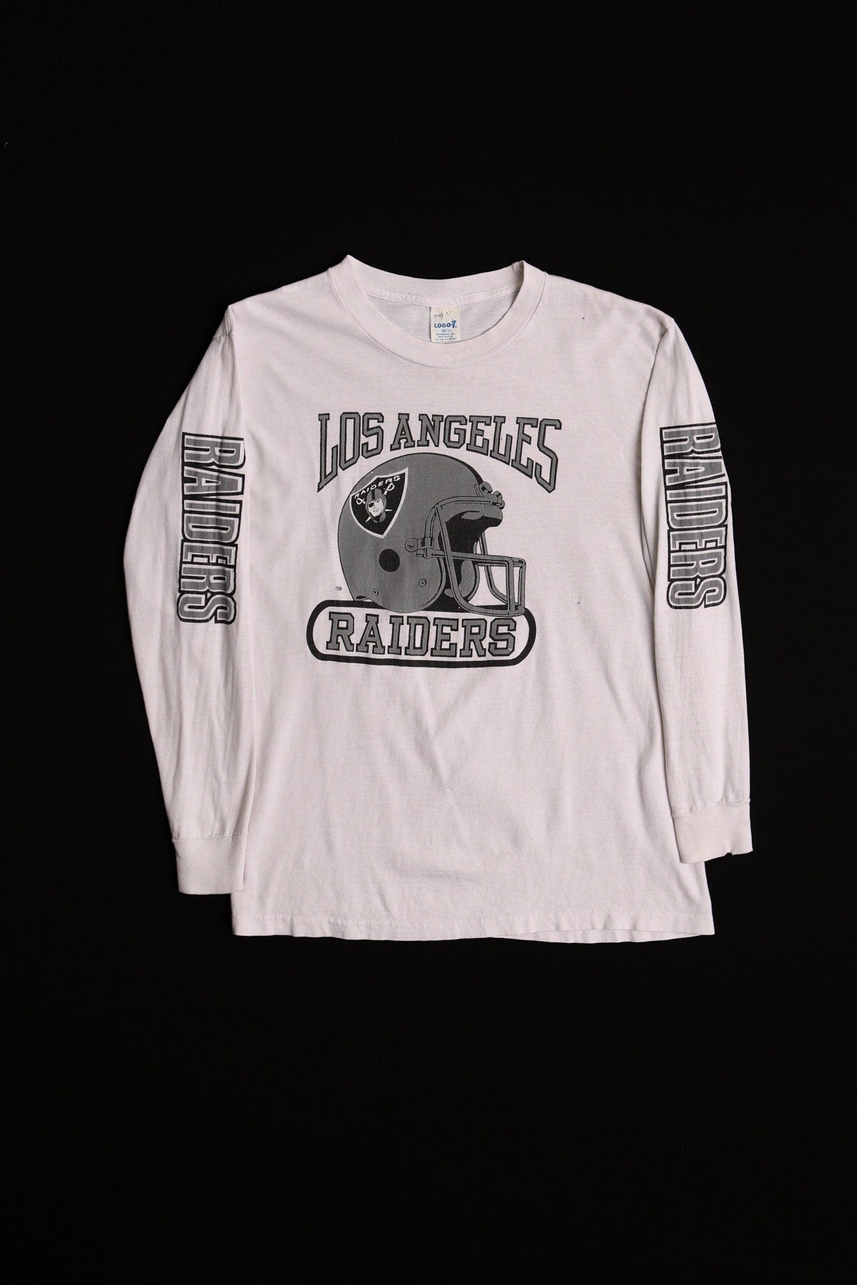 Los angeles raiders football team vintage long sleeve white 80's shirt logo 7 label