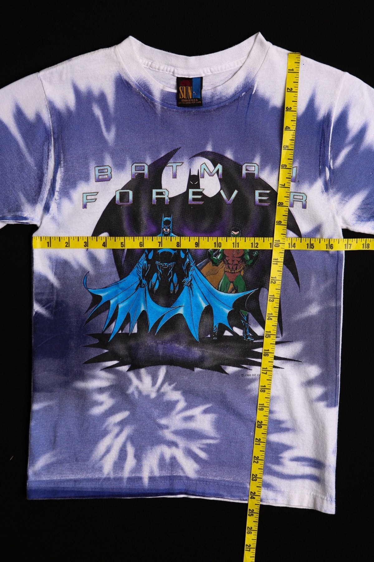 Batman forever tie dye t-shirt vintage graphic batman 90's movie robin white purple