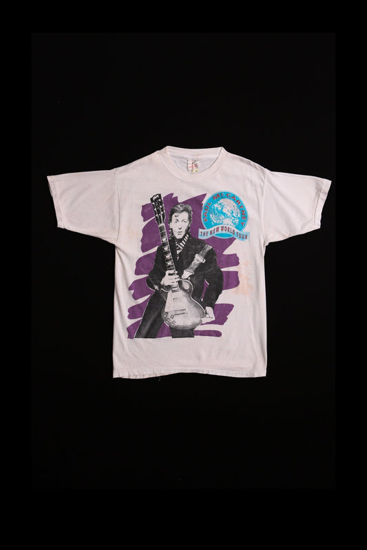 Vintage paul mccartney new world tour t-shirt white music band rock