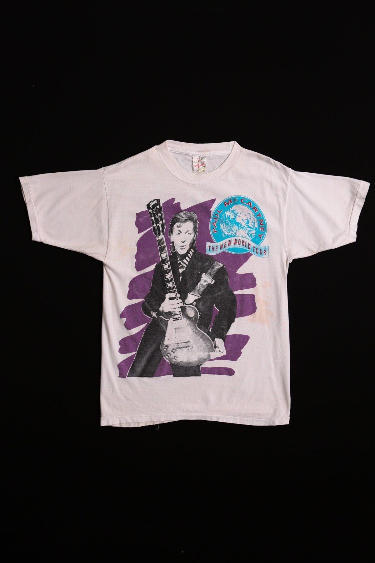 Vintage paul mccartney new world tour t-shirt white music band rock
