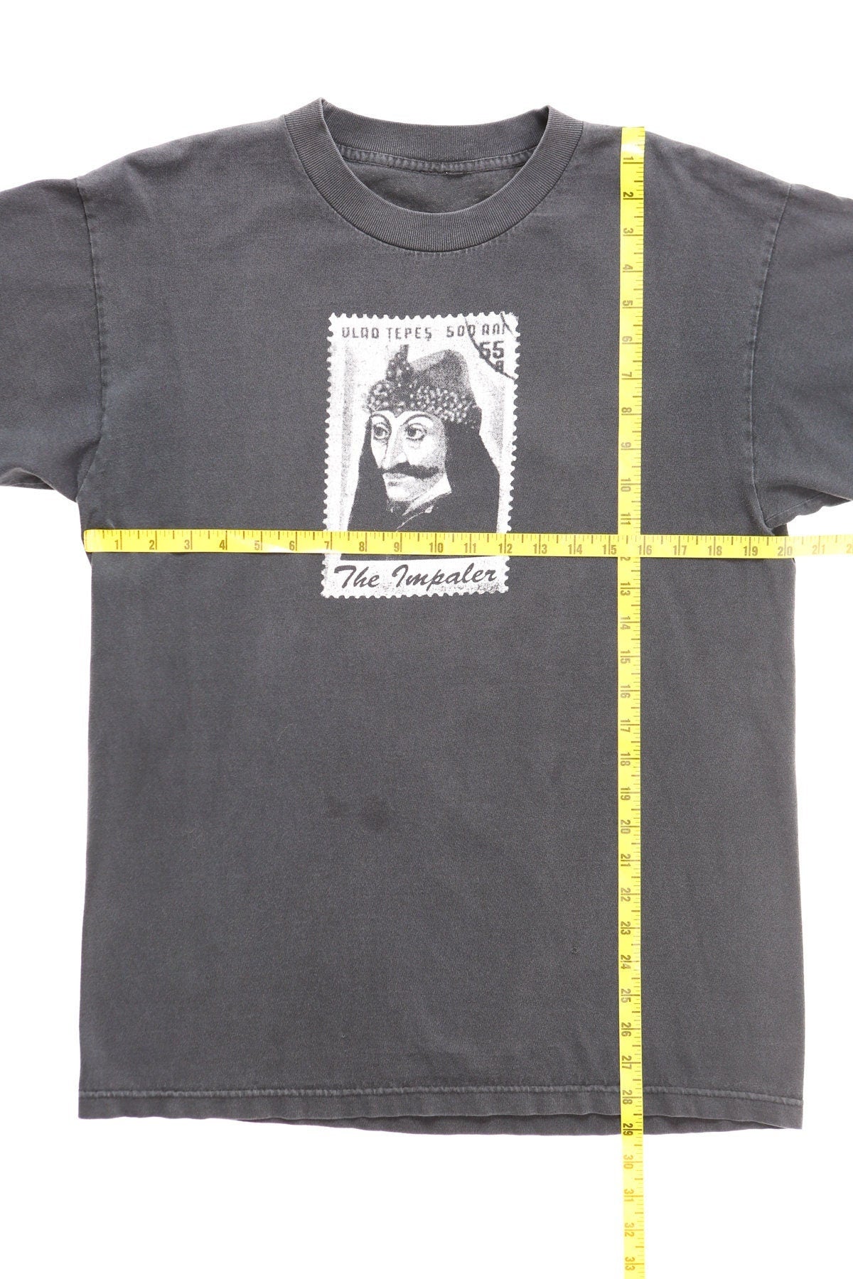 Vintage dracula vlad impaler t-shirt black the post office stamp face