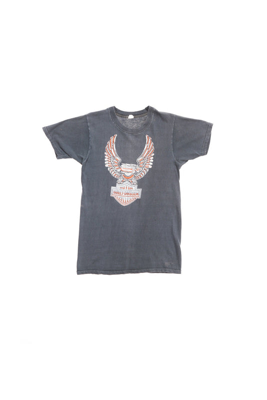Harley davidson t-shirt vintage black springfield missouri eagle steel motorcycles biker 80's