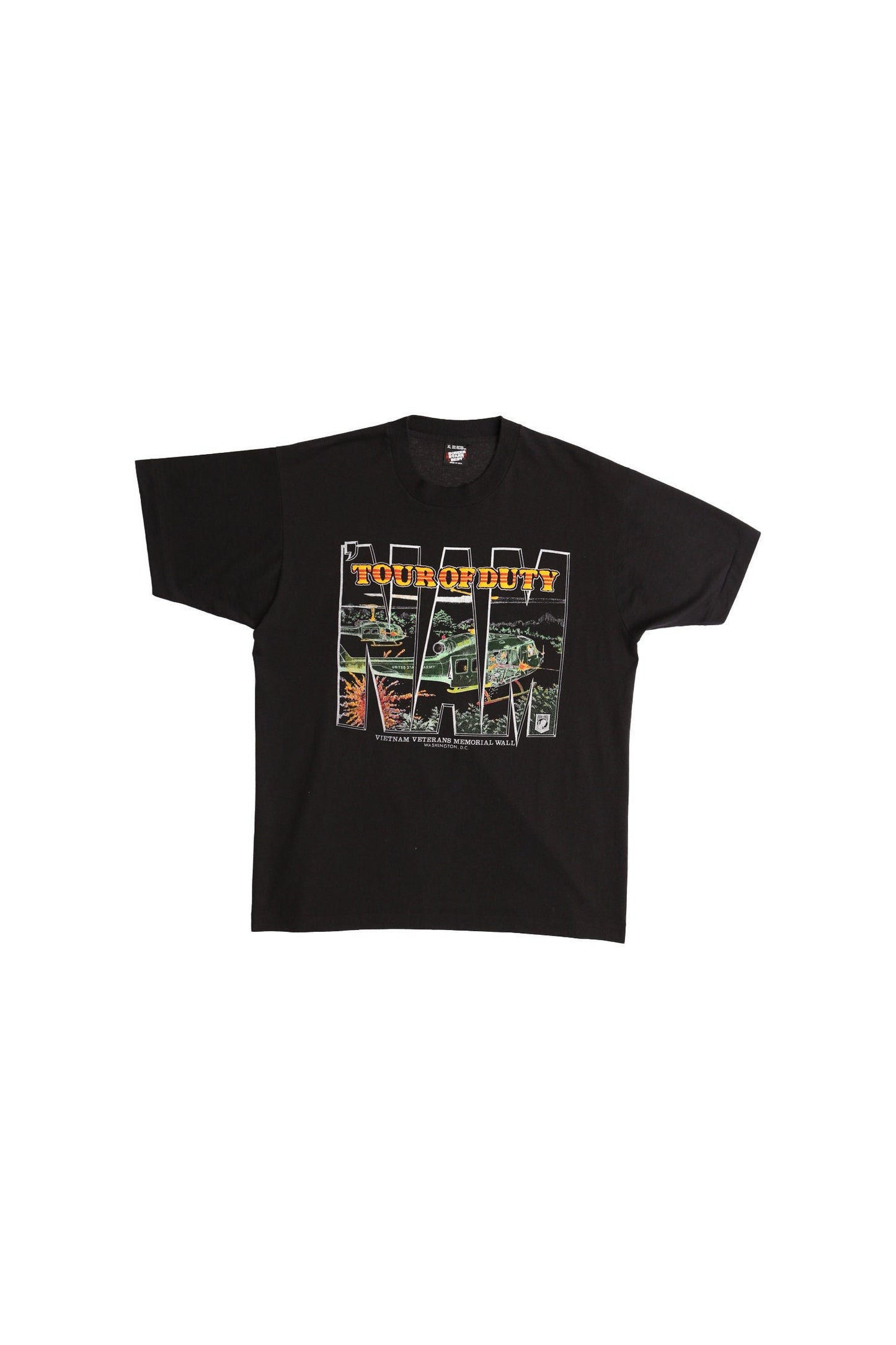 Vintage vietnam war graphic t-shirt us army veterans memorial wall helicopter washington dc