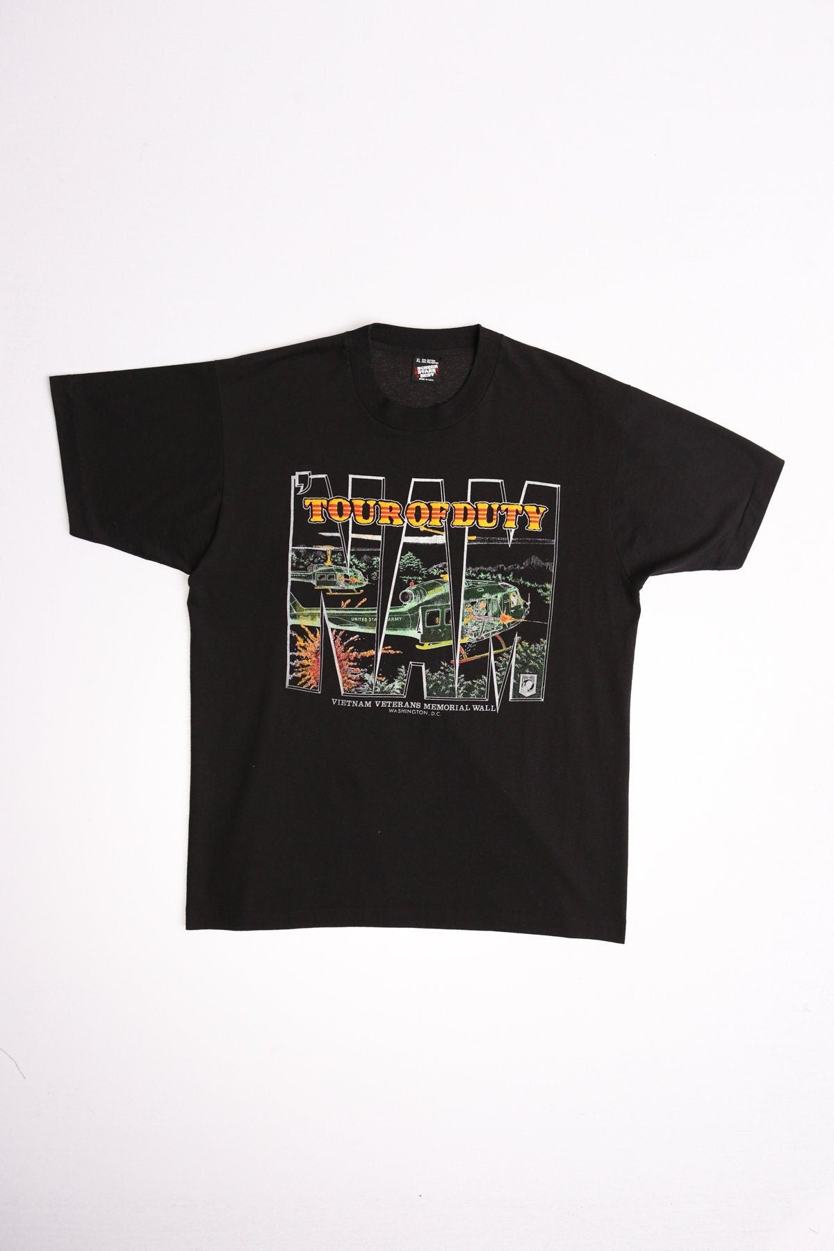 Vintage vietnam war graphic t-shirt us army veterans memorial wall helicopter washington dc