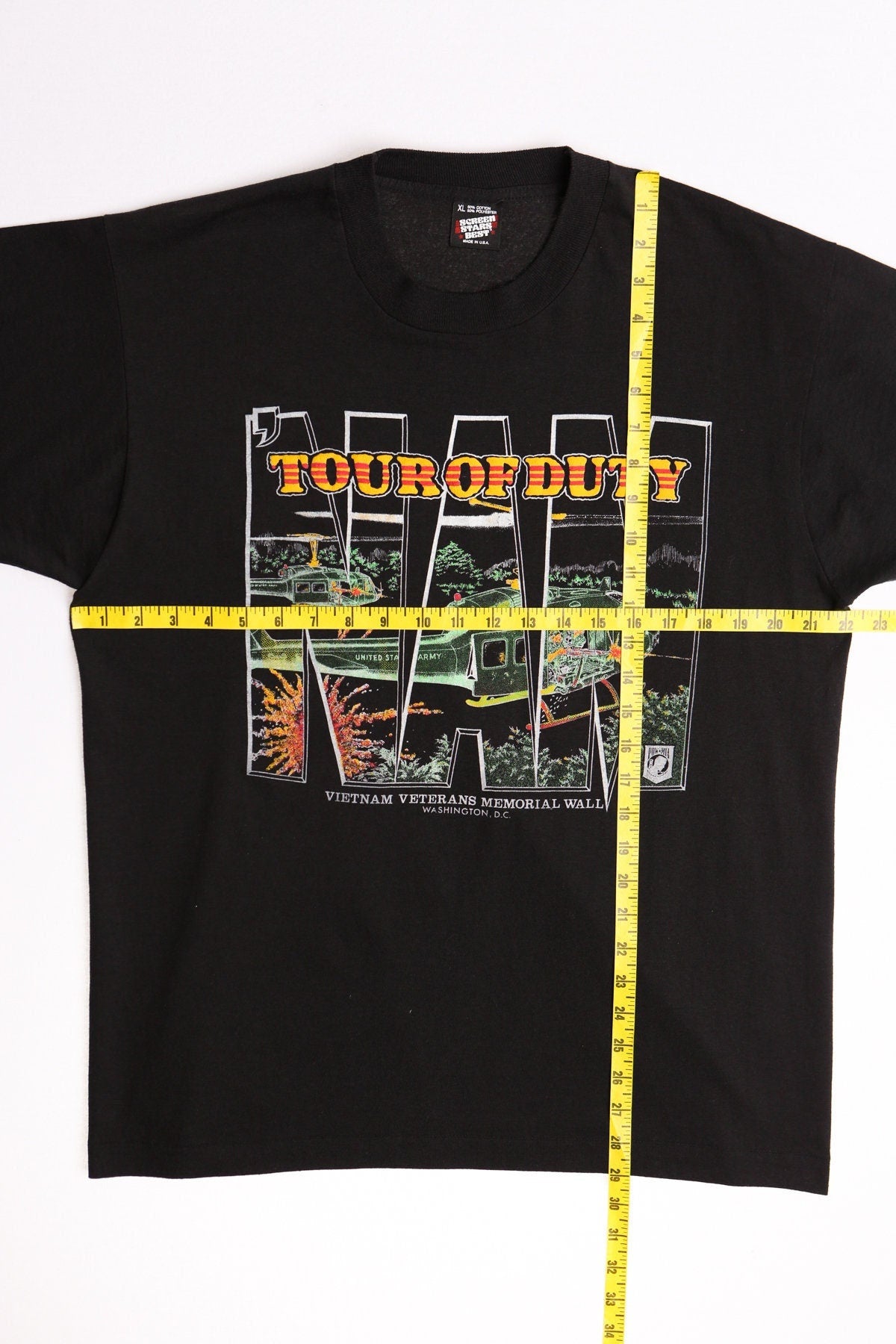 Vintage vietnam war graphic t-shirt us army veterans memorial wall helicopter washington dc