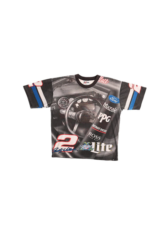Vintage Rusty wallace black gray nascar shirt 2 miller lite chase authentics vintage xl made in usa