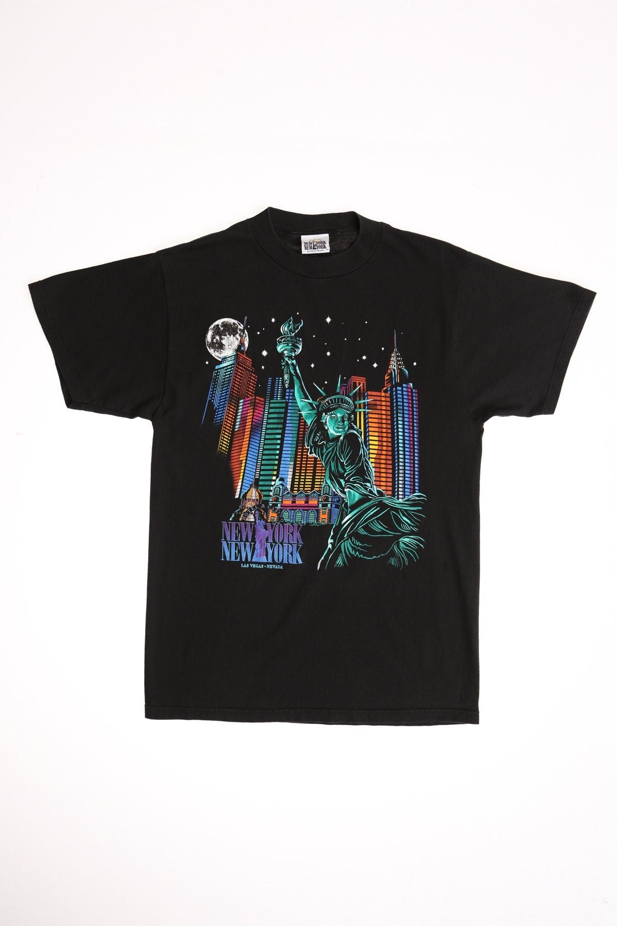 Vintage las vegas new york casino vintageshirt t-shirt black statue of liberty nevada official rare