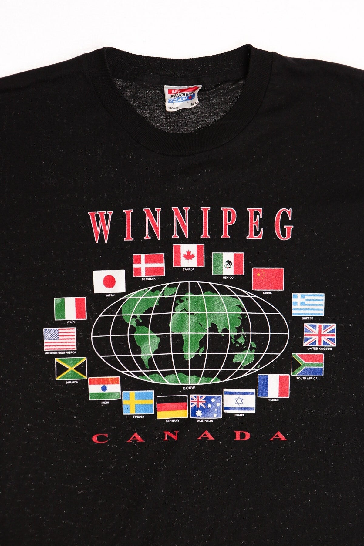 Vintage winnipeg canada graphic shirt t-shirt 90's world map