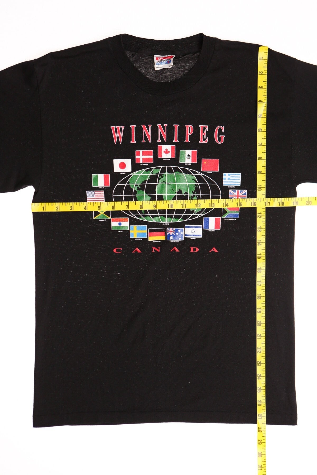 Vintage winnipeg canada graphic shirt t-shirt 90's world map