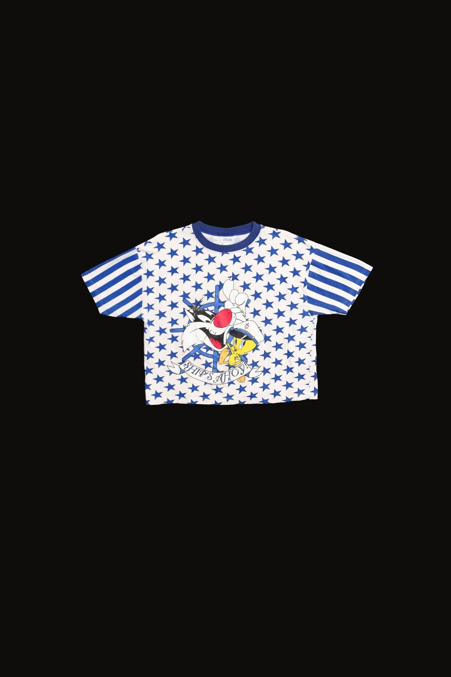 Vintage looney tunes cropped t-shirt shirt stars sylvester tweety ship's ahoy