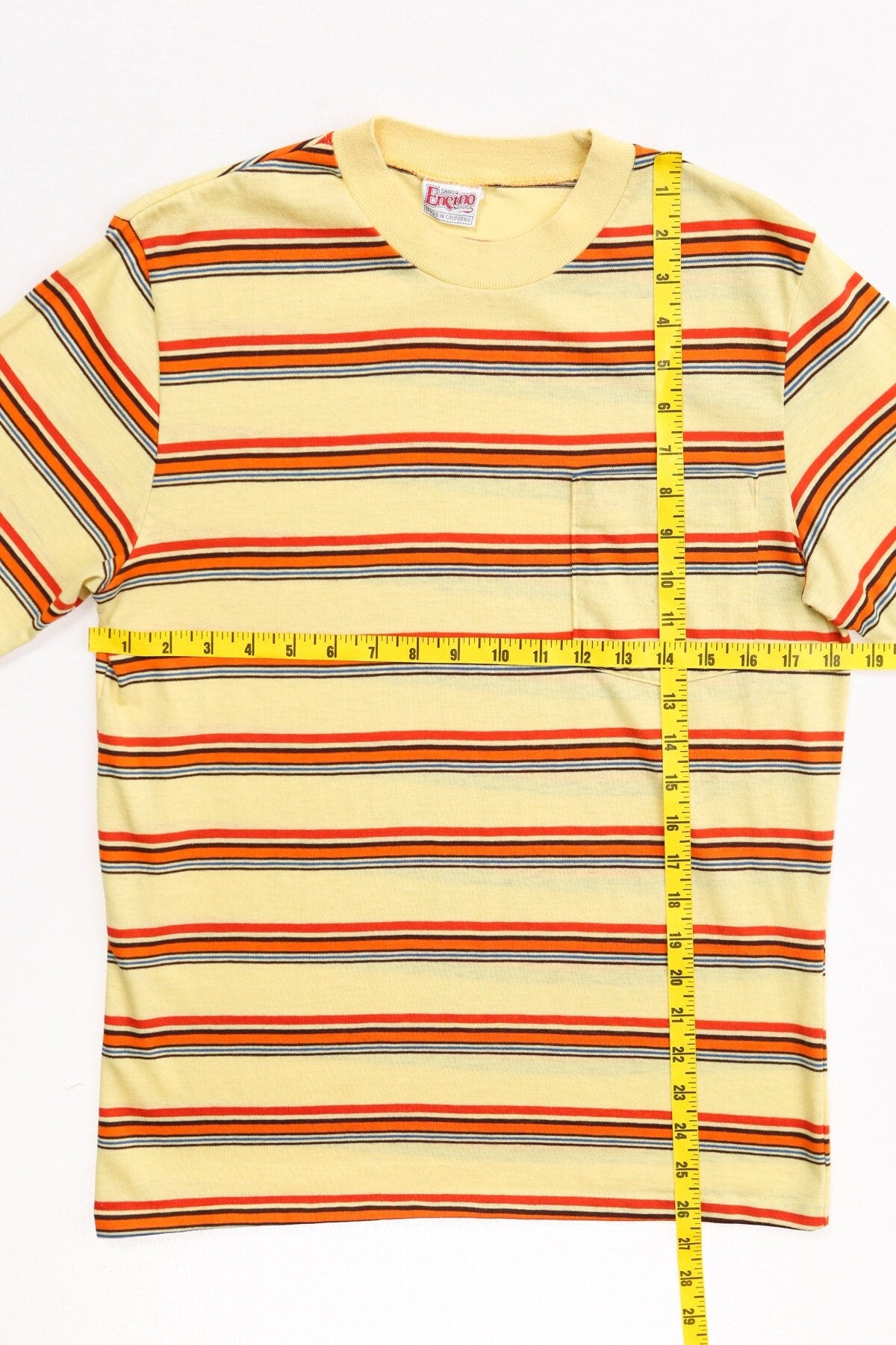 Vintage men striped yellow shirt t-shirt 70's surfer skater california