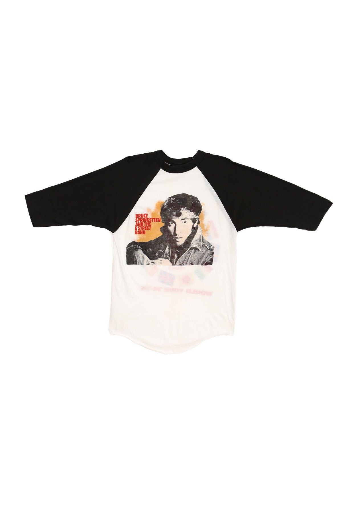 Bruce springsteen tour world 84 85 baseball shirt white and the e street band