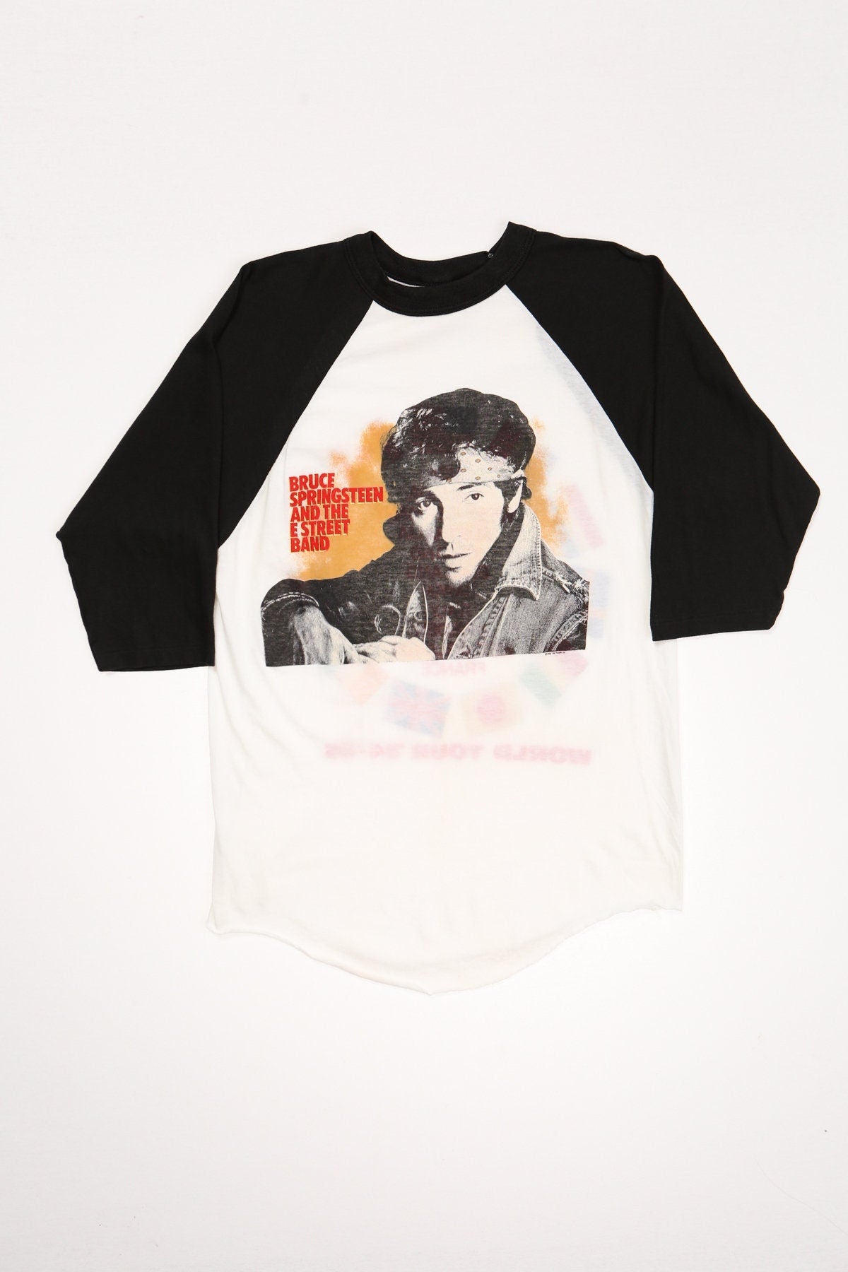 Bruce springsteen tour world 84 85 baseball shirt white and the e street band
