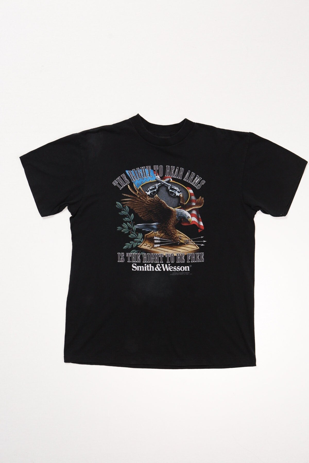 Vintage smith wesson arms 3d emblem the right to bear is the right to be free usa flag eagle usa american