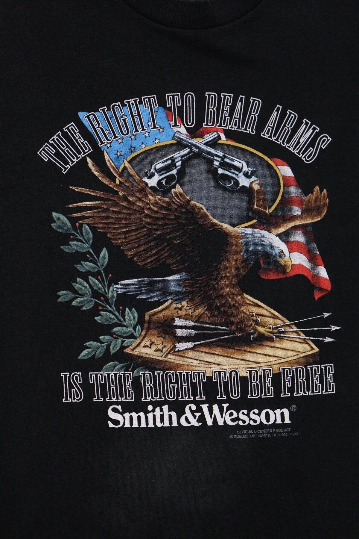 Vintage smith wesson arms 3d emblem the right to bear is the right to be free usa flag eagle usa american
