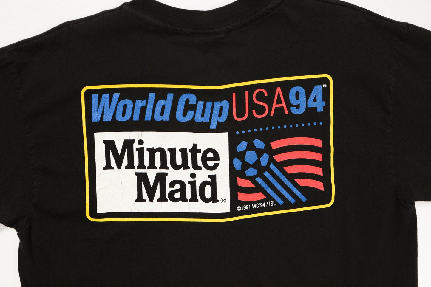 Soccer vintage t-shirt black 1994 world cup shirt usa minute maid juice