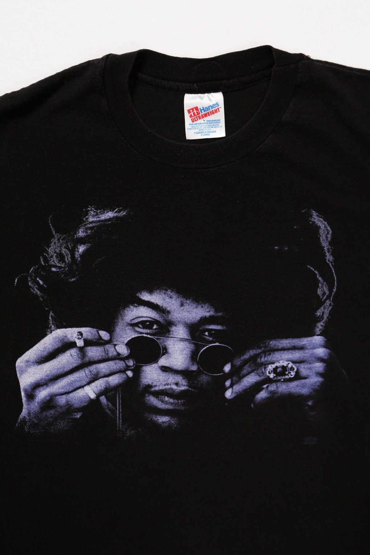 Jimmy hendrix glasses rock t-shirt black shirt smoking y2k
