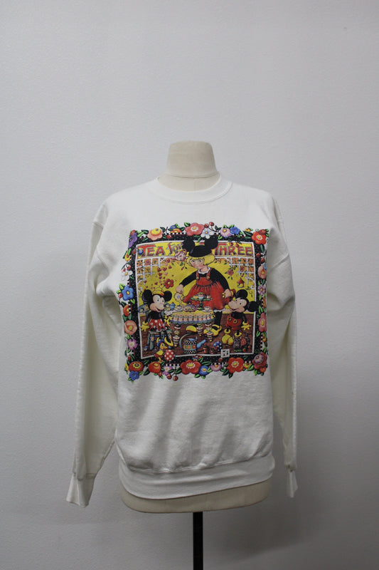 Mickey mouse tea for three graphic sweatshirt disney disneyland white vintage rare the disney catalog