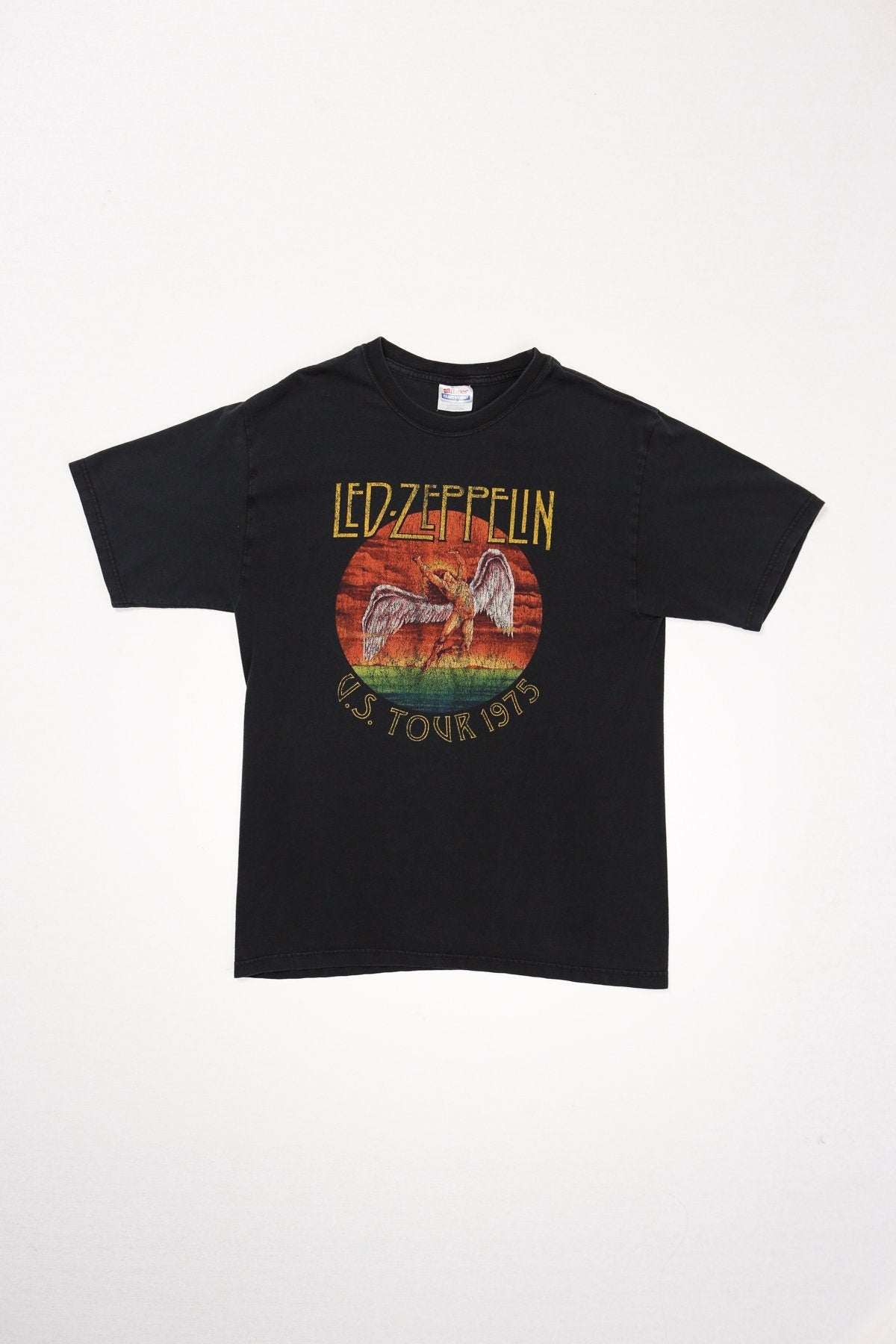 Led zeppelin us tour 1975 rock t-shirt shirt medium black y2k graphic