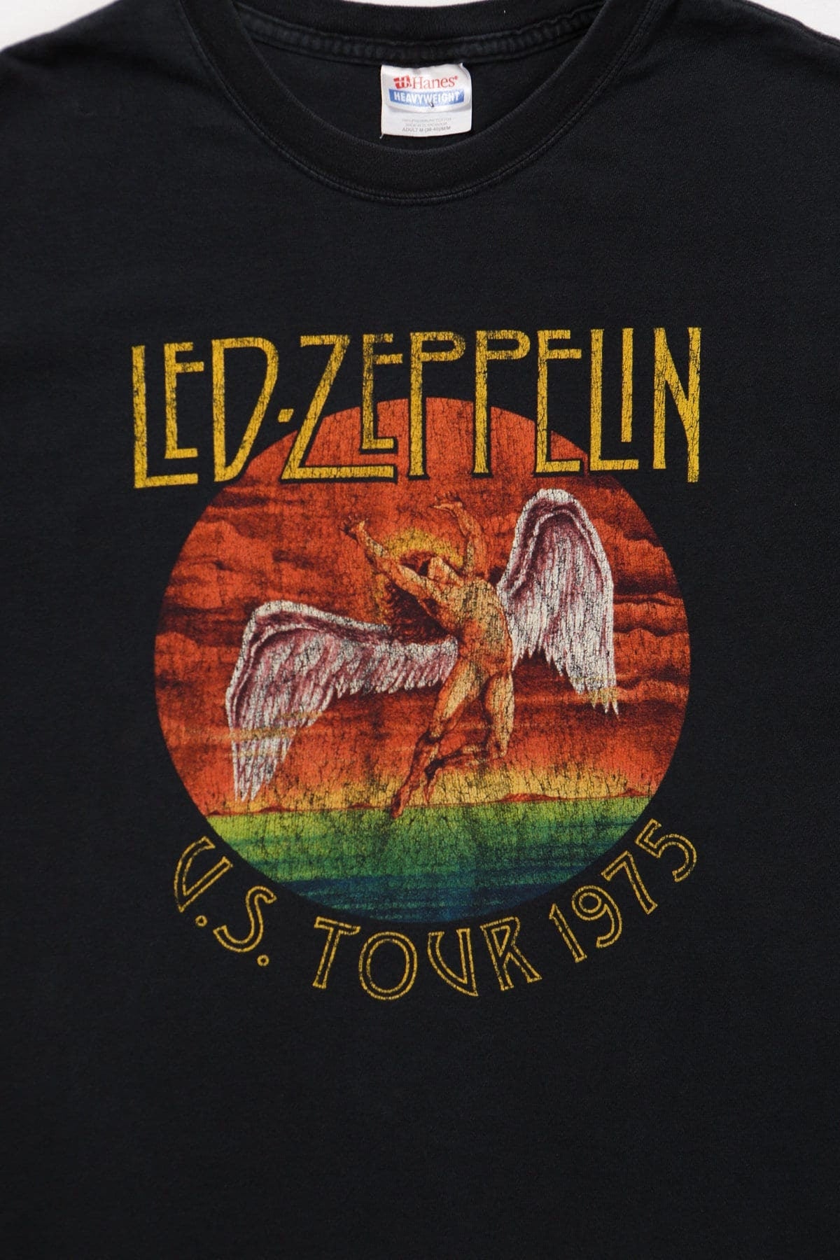 Led zeppelin us tour 1975 rock t-shirt shirt medium black y2k graphic
