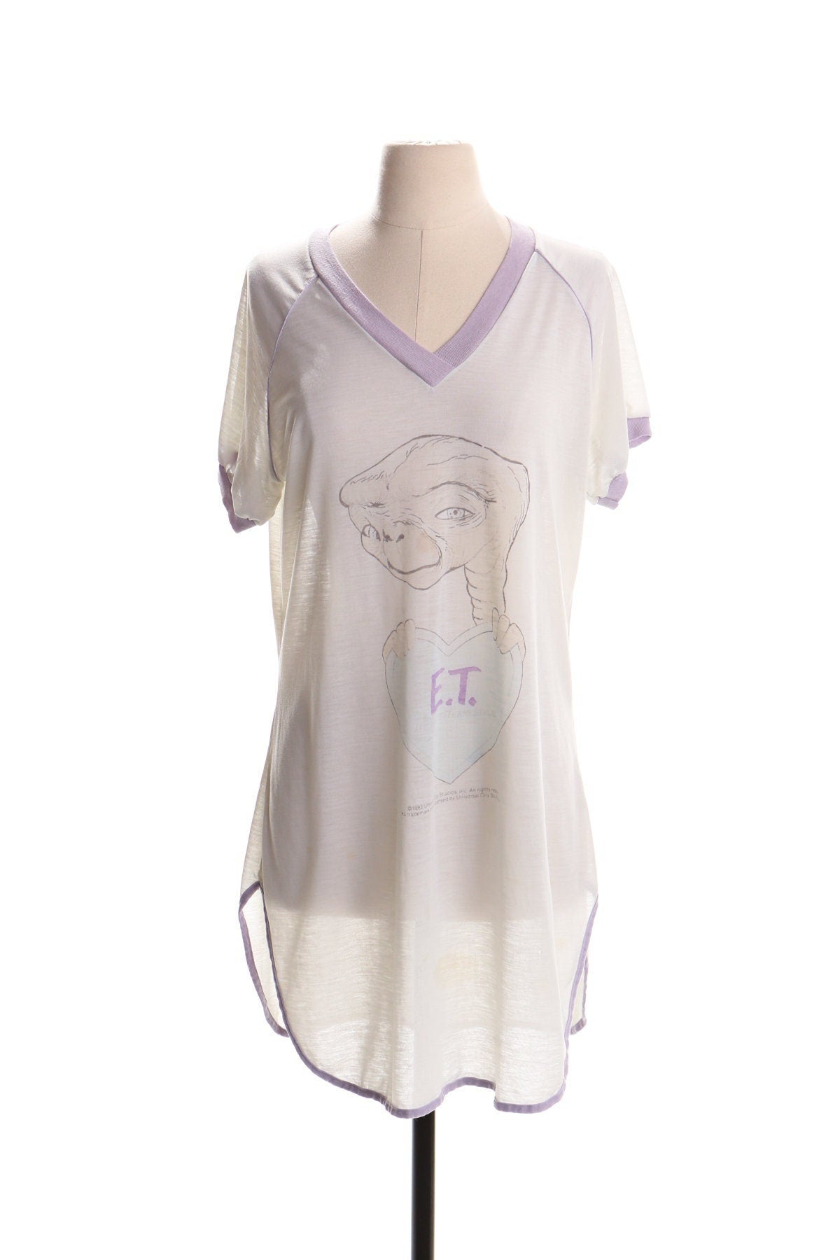 Vintage pajama shirt t-shirt et white print 80's