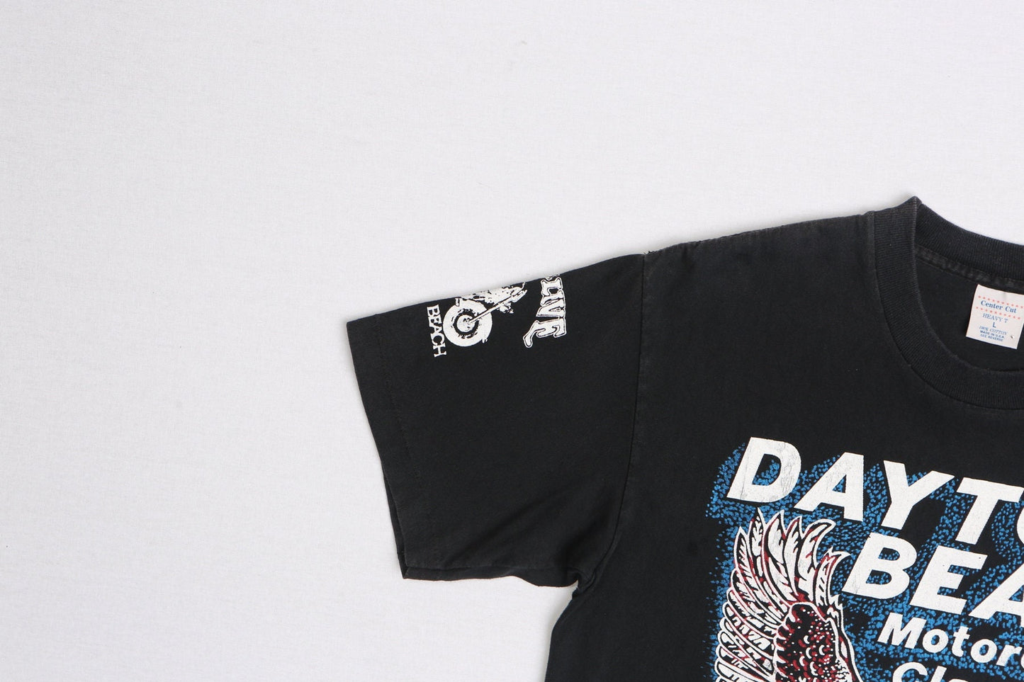 Vintage biker graphic t-shirt black daytona florida 1993 rally motorcycle large