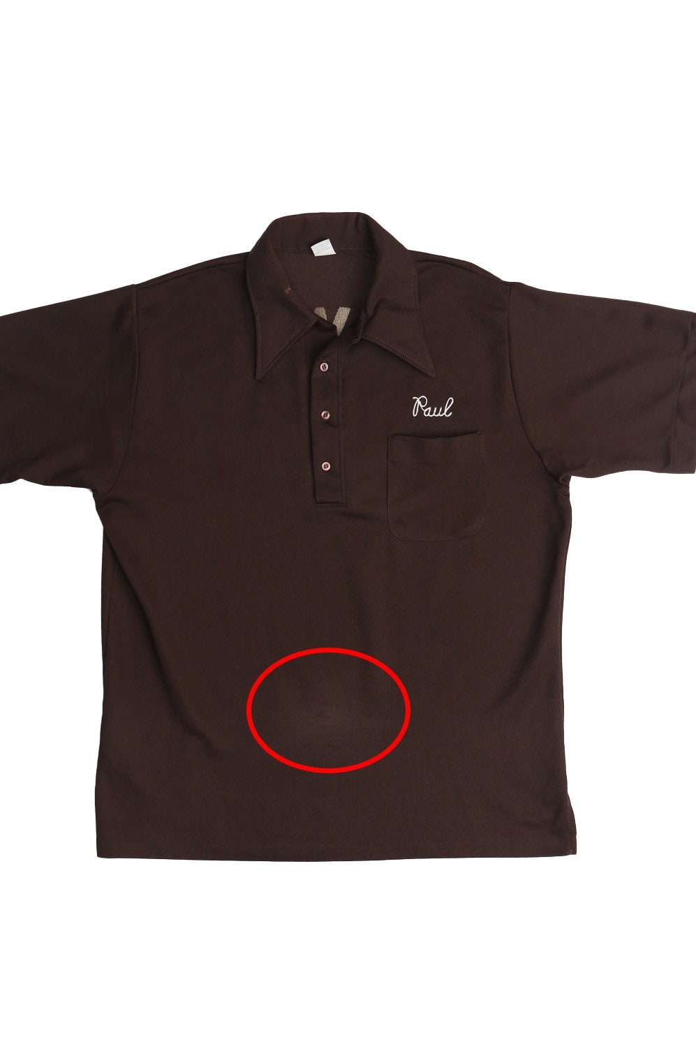 Vintage men brown bowling shirt mr white 70's 80's henley button up short sleeve