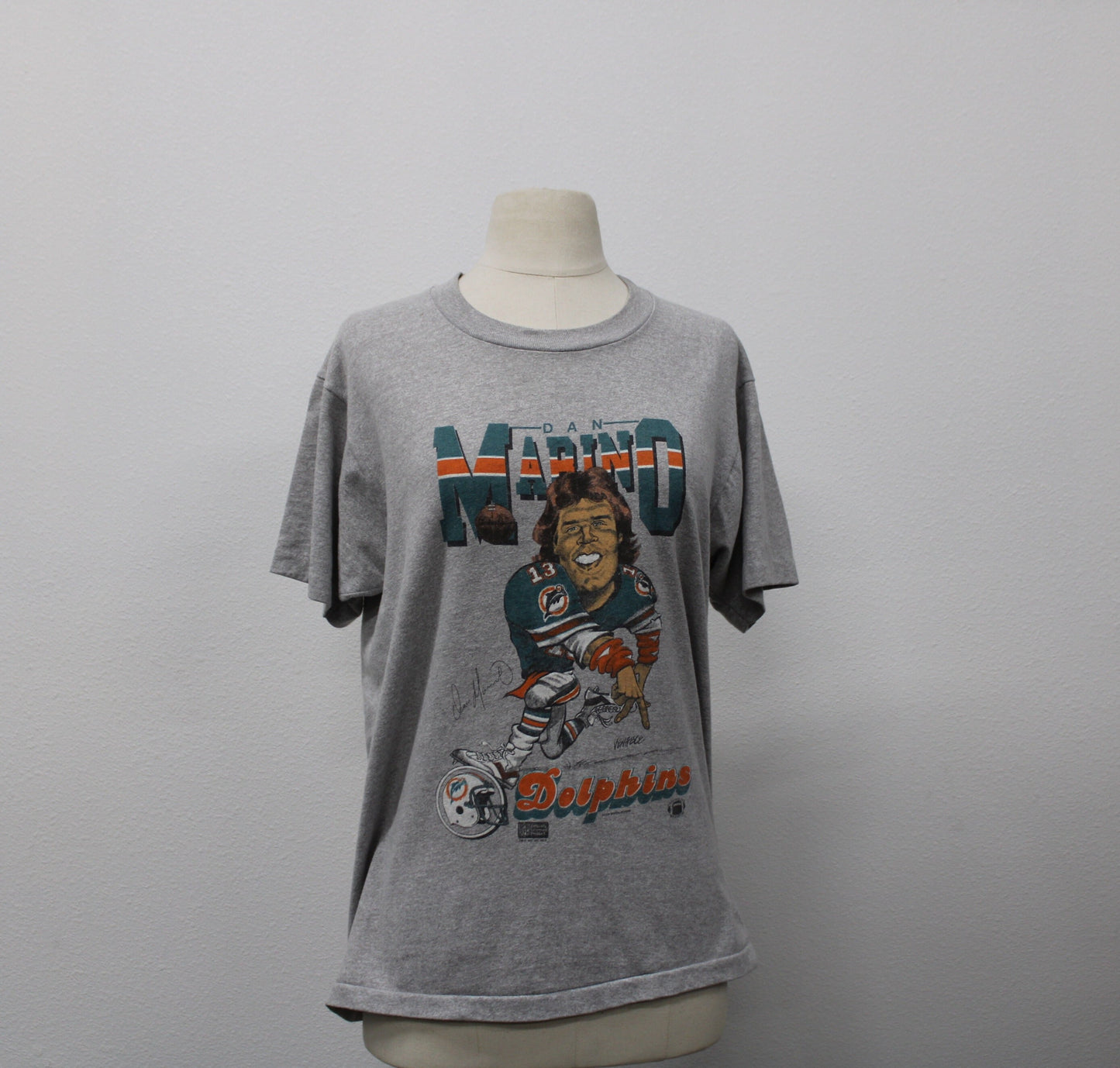 Miami dolphins vintage t-shirt dan marino 13 football rare florida nfl gray