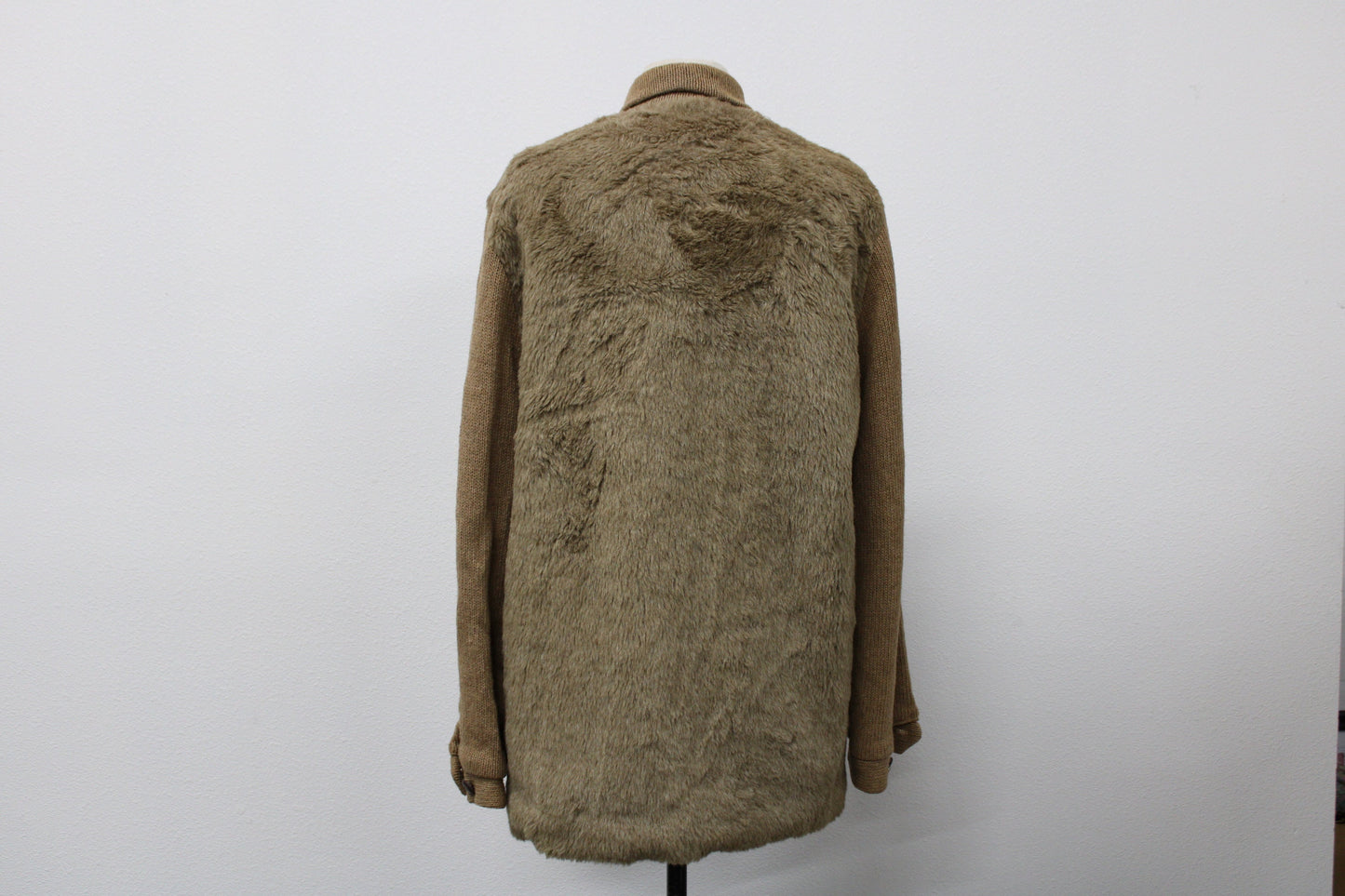 Men vintage cardigan sweater mod faux fur sir knight label made in usa rare button up