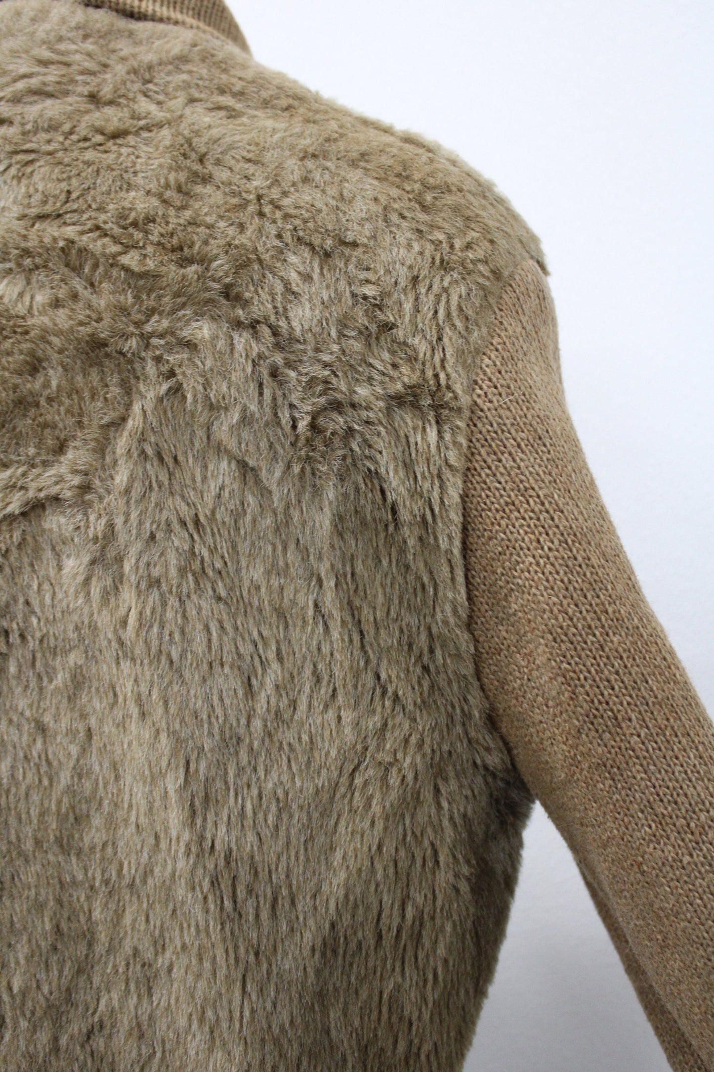 Men vintage cardigan sweater mod faux fur sir knight label made in usa rare button up