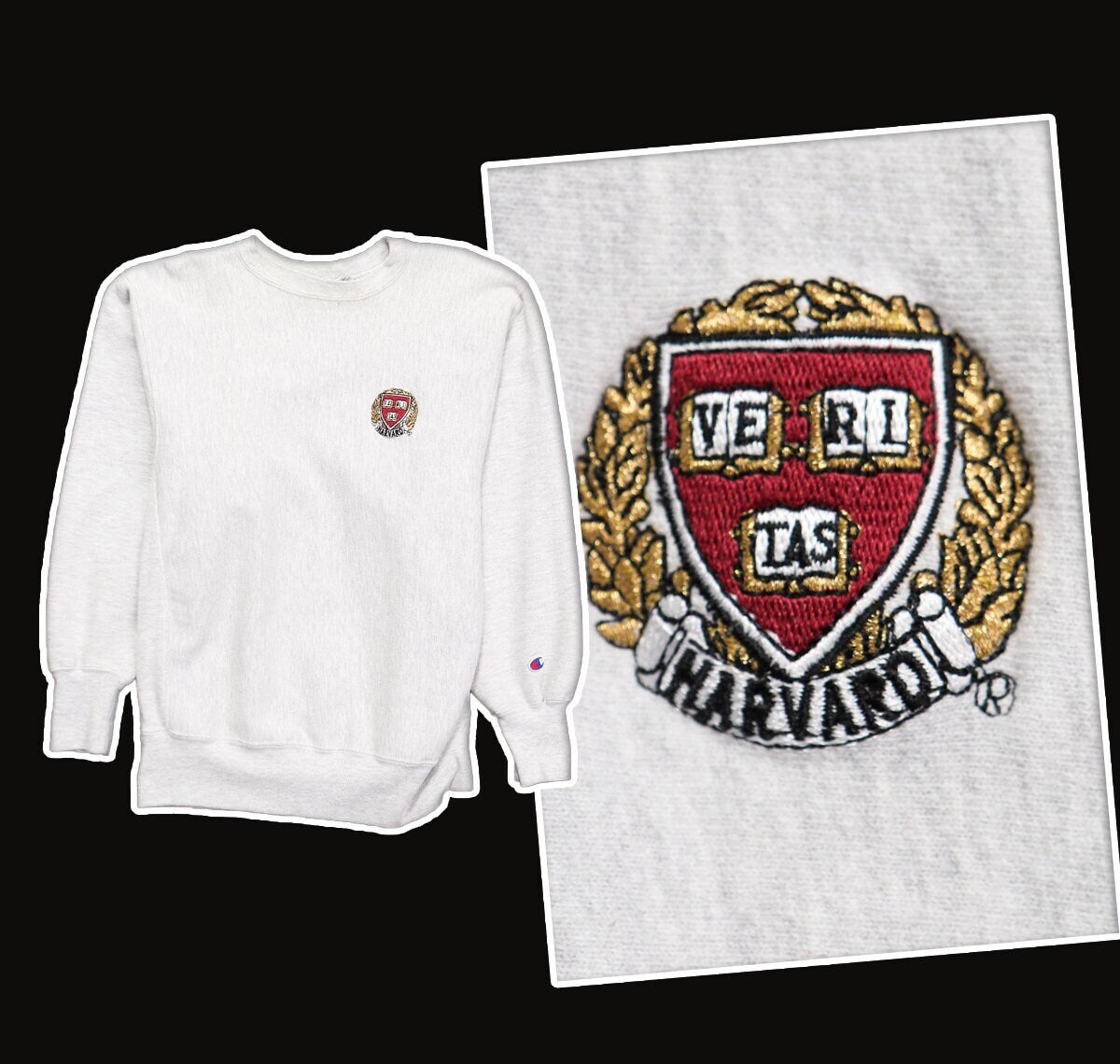 Vintage champion gray sweatshirt harvard embroidered large