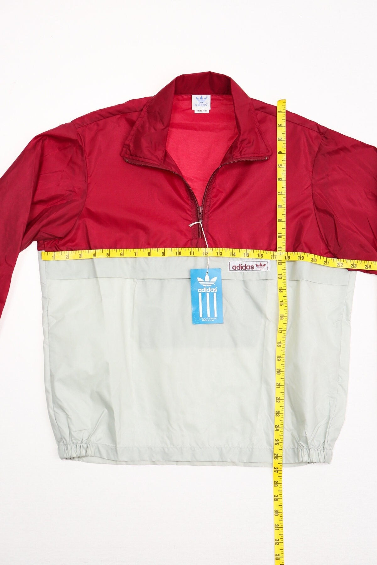 Vintage windbraker jacket red 80's white nylon medium