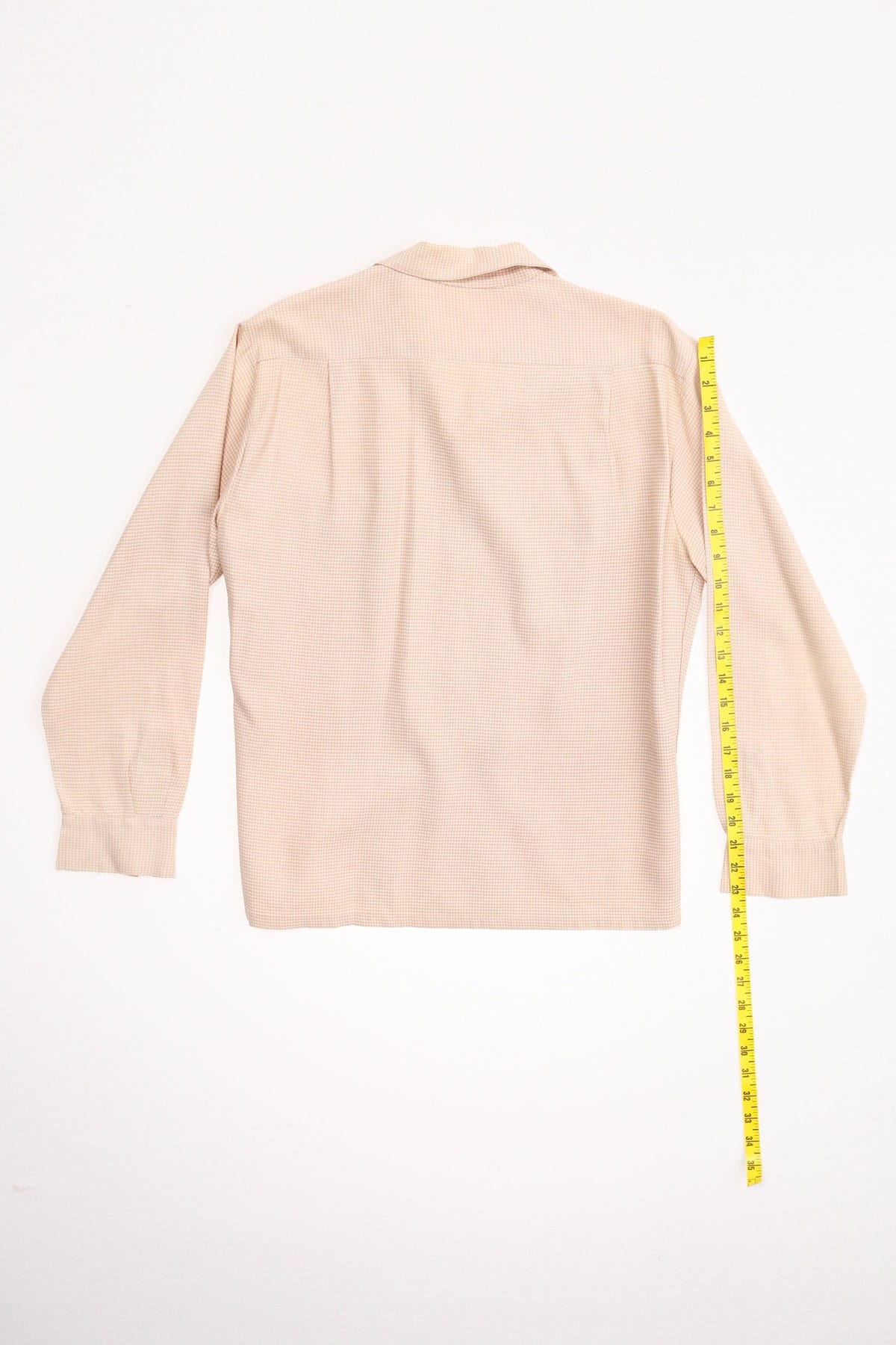 Vintage men 50's 40's casual plaid beige white long sleeve shirt rockabilly