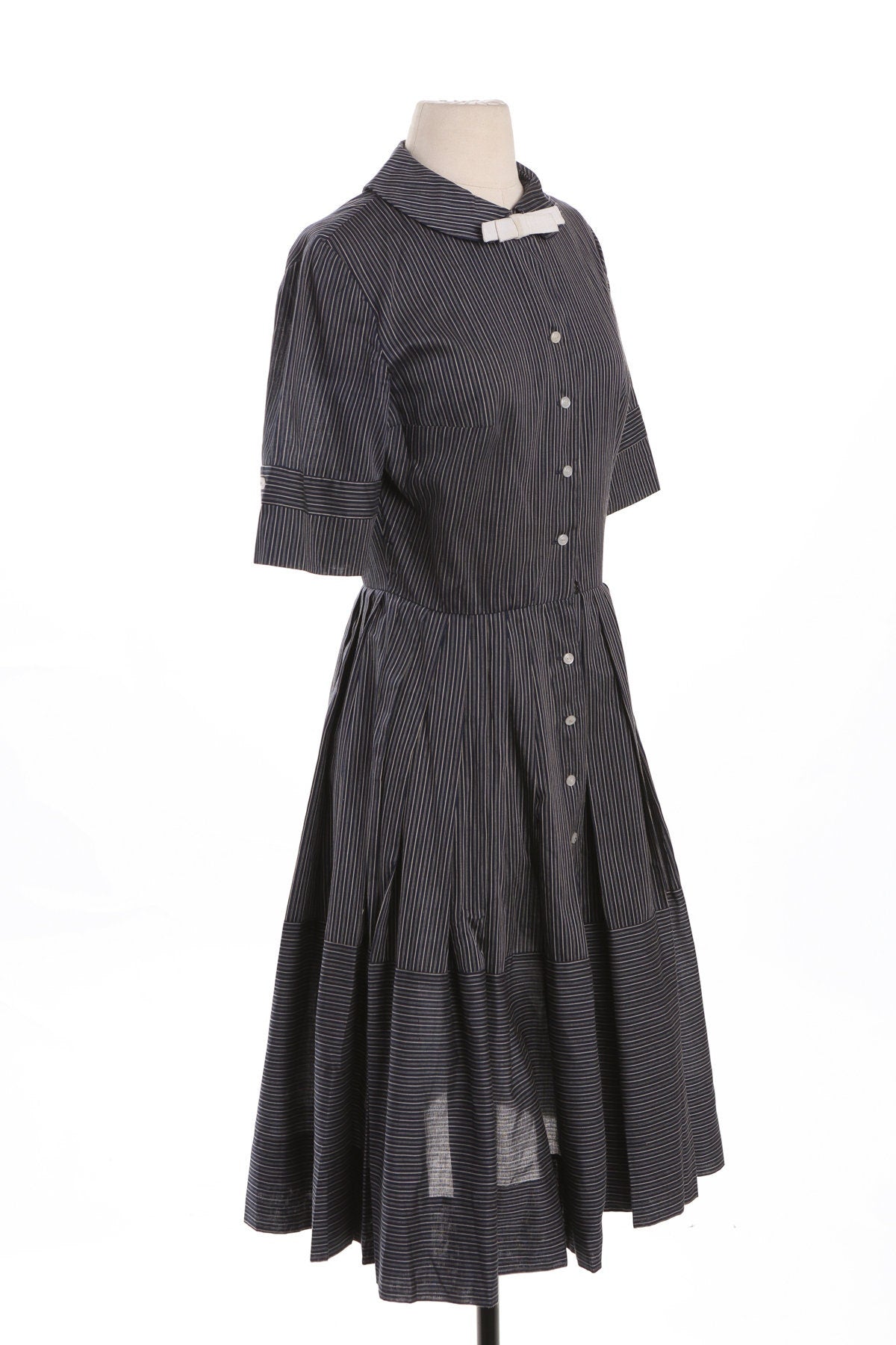 Vintage Rockabilly Black Striped Casual Dress