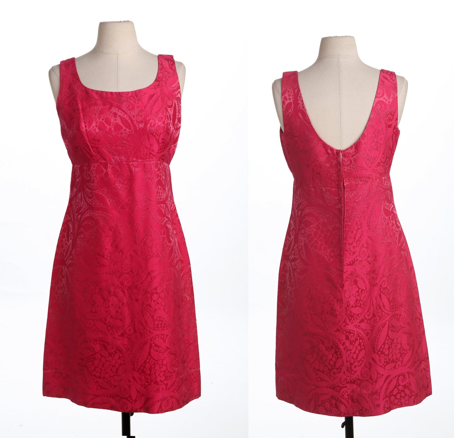 Vintage Evening Pink Floral Brocade Dress - Era 50's - 60's